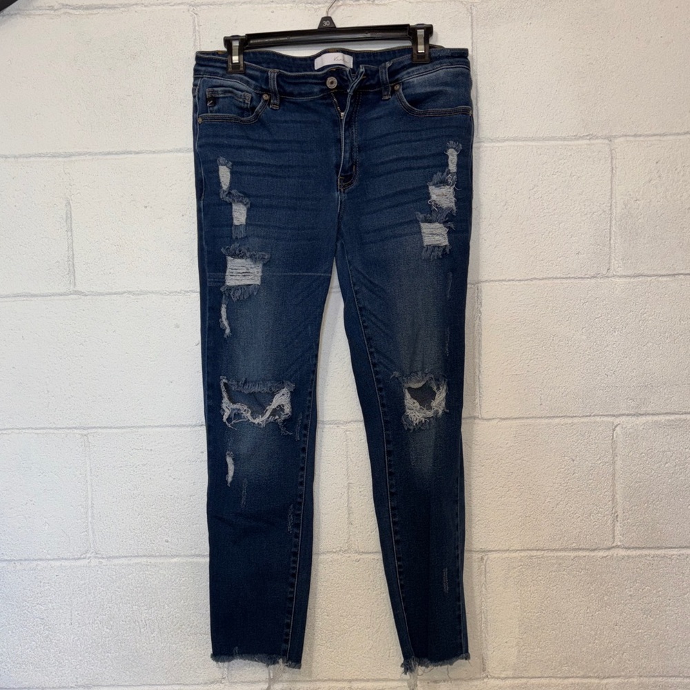 KanCan Dark Blue Distressed High-Rise Skinny Jeans